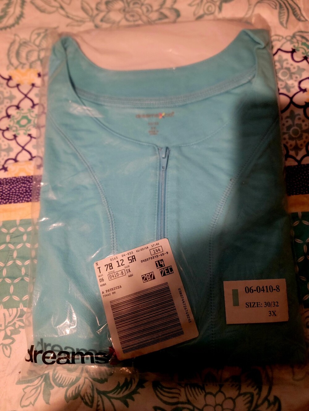Light Blue Women’s Zip-Front Robe with Pockets - Picture 3 of 3